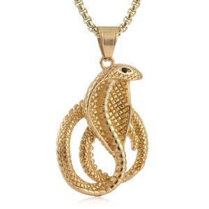 Collier pendentif Cobra en acier inoxydable pour homme, chaîne animale 3.0*60cm, chaîne de perles carrées, bijoux de mode - Product Image 5