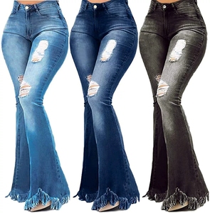 Jeans de Mezclilla Elásticos para Mujer, Cintura Alta, Transpirables, Rotos, Lavado Claro, Estilo Desgastado - Product Image 3