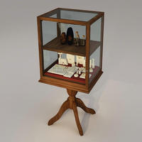 Vitrine à bijoux en bois de style antique - Vitrine à 2 niveaux en verre avec base en velours pour présentoir de boutique de luxe