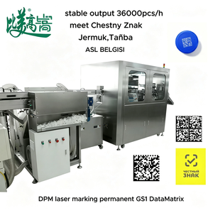 Machine de marquage laser pour la production de bouchons d'eau minérale, marquage laser UV et anti-contrefaçon Chestny Znak GS1 DataMatrix - Product Image 2