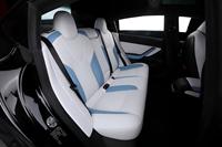 Kit de mise à niveau des sièges sportifs blancs et bleus personnalisés pour Tesla Model 3/Model Y. Remplacement des sièges en cuir Napa perforé et ventilé.
