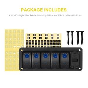 <span class=keywords><strong>Interruptor</strong></span> basculante de panel de aluminio de 5 bandas con doble 4,8 amperios <span class=keywords><strong>USB</strong></span> azul retroiluminado LED voltímetro Rocker estilo cargador rápido - Product Image 4