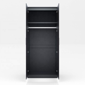 Melamine <strong>Wood</strong> Black High Gloss Laminate Bedroom Wardrobe <strong>Cupboard</strong> - Product Image 2