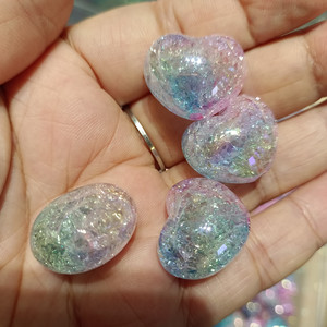 Acrílico 19*23mm chapado con grietas UV agujero Vertical corazón cuentas DIY hecho a mano cuentas pluma tapas teléfono móvil cadenas Accesorios - Product Image 6