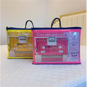 New Arrival Luxury 5pcs Quilted Bedskirt Bed <strong>Sheet</strong> Set with <strong>Double</strong> Layer <strong>Valance</strong> Jacquard Curtain - Product Image 2