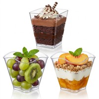 Gobelets à dessert en plastique PS rigide transparent à paroi simple, bols à gâteau, mini-récipients à crème glacée pour les buffets, les fêtes et les traiteurs