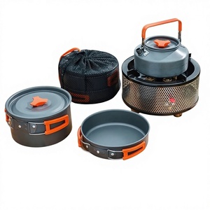 Juego Completo de Utensilios de Cocina Plegables Portátiles de Aleación de Aluminio para Exteriores con Ollas de 1.1L y 1.6L y Hervidor para Acampar - Product Image 1