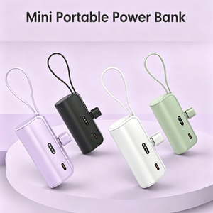 Power Bank Portatile OEM da 5000mAh a Forma di Mini Capsula con Spina Type-C Pieghevole e Indicatore LED - Product Image 1