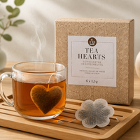 Sachets de thé en forme de cœur en gros, biodégradables PLA, sans plastique, personnalisables, en forme de cœur, étoile, fleur, coffret cadeau de thé, marque privée, fabrication OEM
