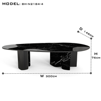 Tables de salle à manger en marbre et laiton de style européen moderne avec plateau en marbre noir pour villa