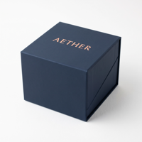 Boîte à parfum magnétique de luxe personnalisée bleu nuit avec logo en feuille d'or rose, portable, écologique, en carton rigide