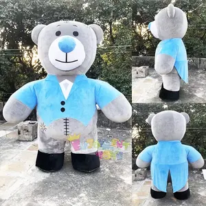 可爱互动广告充气胖灰熊吉祥物步行服装熊步行派对套装