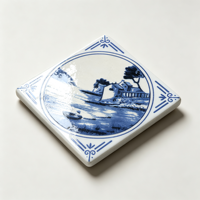 Carreaux de céramique ronds modernes bleus et blancs ACCENTS Landscape 100x100mm pour la décoration murale de cuisine et salle de bain avec isolation thermique