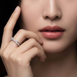 Nouveautés Bijoux Bague empilable à porter au quotidien Design simple Diamants naturels véritables Bague en or blanc massif 18 carats pour couple - Product Image 3