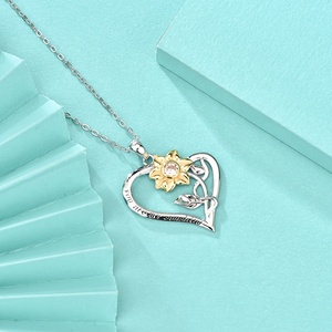 GP98 925 argento Sterling ciondolo collana a forma di cuore di girasole ciondolo tu sei il mio sole ciondolo collane regalo per donna - Product Image 2