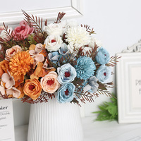 Bouquet de fleurs artificielles en soie faites à la main, réaliste, combinaison Princesse Mary Mei, pour salon, balcon, décoration de mariage, accessoires de scène