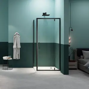 Exceed New Design Black Tempered Glass Hinge Shower Enclosure Shower Room