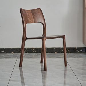 Sillas Nórdicas con Respaldo, Sillas Casuales de Madera de Nogal Negro, Sillas Pequeñas y Sencillas para el Hogar, Sillas de Madera para Cocina, Comedor, Sillón para Hotel/Restaurante - Product Image 2