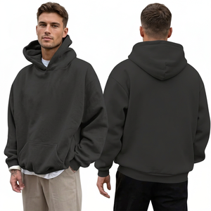 Sudadera con Capucha Oversize Azul Claro, Tejido Sólido 100% Algodón, Corte Holgado Informal con Bolsillo, Unisex, Otoño Invierno, 350g - Product Image 3