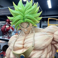 Statue buste demi-corps en résine polystone lumineuse de Broly Super Saiyan grandeur nature Dragon Ball Z avec boule d'énergie, objet de collection décoratif