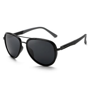 Lunettes de soleil aviateur grises pour hommes, monture en métal noir TR, verres TAC, protection UV400, type polarisé 3, pare-soleil - Product Image 3