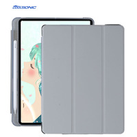 Housse Folio Pliante en Cuir PU, Couverture Arrière Transparente pour Apple iPad Pro 11 M4 2024 avec Porte-Stylo pour iPad Pro 11