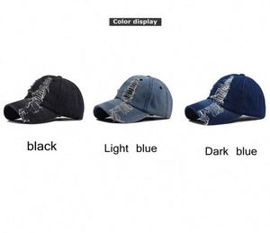 Trendy Worn Out Baseball Cap Blank Distressed Denim Dad <b>Hat</b> - Product Image 4