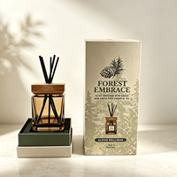 Flacon diffuseur de parfum en verre carré de luxe vide, avec logo personnalisé imprimé, boîte cadeau disponible pour la décoration aromatique intérieure de chambre à coucher