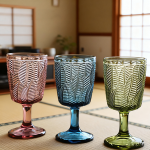 Copas de vino francesas Vintage con patrón de hojas en relieve elegante al por mayor, Copas de estilo europeo para boda, fiesta, cena, Bar, evento - Product Image 1