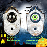 Décoration d'Halloween Sonnette de porte hantée Sonnette animée Globe oculaire Décor d'Halloween avec sons effrayants Maison hantée