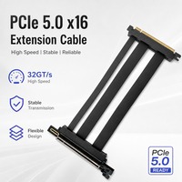 Câble Riser PCIe 5.0 x16 pour montage vertical de carte graphique sur boîtier PC, 128 Go/s, double rangée, 90 degrés, câble d'extension de données pour carte graphique