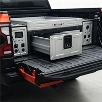 Système de rangement pour benne de camionnette en alliage d'aluminium à 2 tiroirs, avec plateau et hub d'alimentation, étanche, le plus vendu