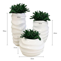 Pot de fleurs en fibre de verre H114 de forme ondulée, magnifique vase décoratif artistique pour centre commercial, grande taille, jardinière en FRP