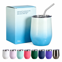 Gobelet isotherme à double paroi en acier inoxydable 304 de 12 oz avec couvercle à paille, écologique, sans BPA, personnalisable avec logo couleur, idéal comme cadeau ou pour le vin