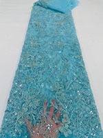 5 yards cristal paillettes luxe broderie perles mariage Tulle à la main perlé mariée dentelle tissu pour robes