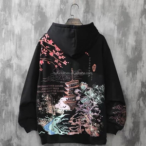 Hoodies personnalisés en coton épais avec broderie 3D plate, impression Stich, style streetwear, coupe oversize pour hommes - Product Image 2
