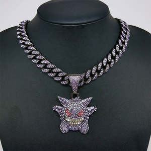 Collar con Colgante de Fantasma Helado de Alta Calidad, Joyería de <span class=keywords><strong>Cadena</strong></span> Cubana Moderna de Estilo Europeo y Americano, Collares Divertidos de Duendes - Product Image 4