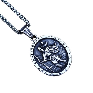 SS8-618P acier soldat <span class=keywords><strong>Saint</strong></span> Christopher médaille sacrée amulette catholique Protection religieux hommes pendentif collier bijoux pour hommes - Product Image 1