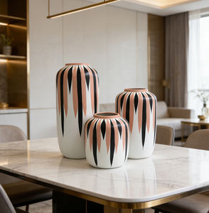 Nouveau design 2026 : <span class=keywords><strong>Vase</strong></span> en céramique rose et noir pour fleurs – Ensemble de vases à fleurs en céramique de haute qualité à prix abordable – Accessoires pour la maison - Product Image 5