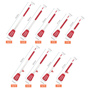 Plump Silicone Tongs 33.6cm Stainless Steel Kitchen <b>BBQ</b> Tool Multi Function Food Clamp Red Black - Product Image 3