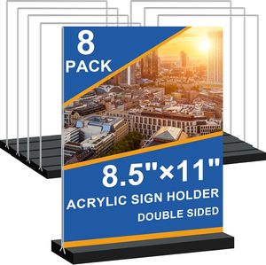 3 packs 8.5x11 Porte-affiche en acrylique avec support Transparent Porte-papier pour menu personnalisé Panneau de table en forme de L - Product Image 1