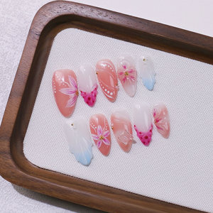 Nuevo Producto Lanzado, Uñas Postizas con Diseño Tridimensional <span class=keywords><strong>de</strong></span> Flor <span class=keywords><strong>de</strong></span> Lirio Estilo Océano, Hechas a Mano - Product Image 2