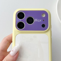 Coque en acrylique mignonne bicolore pour iPhone 13 14 15 16 17 Pro Max, protection de caméra avec grande fenêtre et pare-chocs