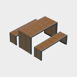Banc double face en métal BDB pour extérieur avec table, mobilier de patio moderne pour jardin - Product Image 2