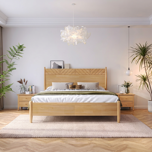 Scandinavian Solid Wood <b>Platform</b> <b>Bed</b> Queen Size Natural Color Assemblable 902# - Product Image 1