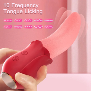 Vibromasseurs réalistes en forme de rose avec fonction de léchage de langue pour le <span class=keywords><strong>plaisir</strong></span> féminin, dispositif d'intimité pour femmes, jouets sexuels de léchage de langue pour femme - Product Image 2