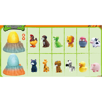12 sortes d'animaux éclosion de dessin animé, pour enfants, lumière sonore, assemblé, kinder, œuf de dinosaure, vente en gros