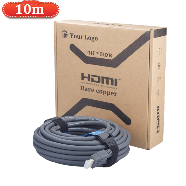 OEM 10M HDMI Cable 4K Braided 3D HD Data Cord Gold Plating Ver 2.0 HDMI Kable