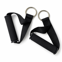 Poignées d'attache pour câbles de gym avec poignées en ABS noir, sangles en nylon et anneaux en D métalliques pour l'entraînement musculaire