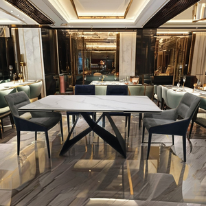 Nouvelle mode marbre motif céramique roche plaque haut rectangulaire réglable extension <span class=keywords><strong>table</strong></span> à manger luxe moderne - Product Image 1